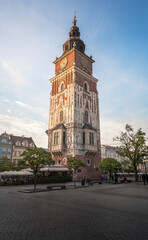 Fototapeta na wymiar Town Hall Tower at Main Market Square - Krakow, Poland