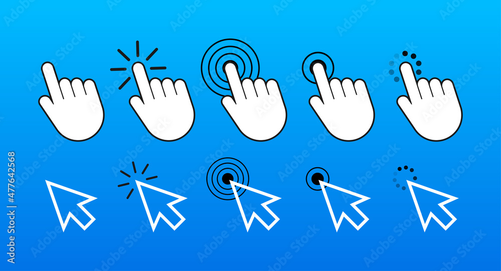 Poster finger click icon vector. hand click icon. push touch screen. vector stock illustration.