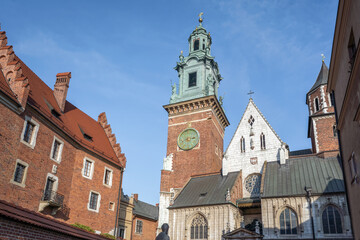 Fototapeta na wymiar Wawel Cathedral and Clock Tower - Krakow, Poland