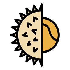 Half chetnut icon. Outline half chetnut vector icon color flat isolated