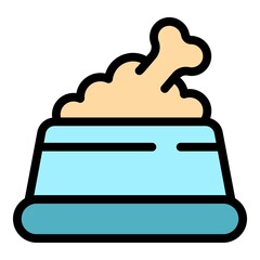 Animal dog food icon. Outline animal dog food vector icon color flat isolated