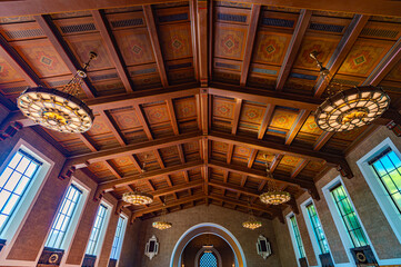 Waiting room of Union Station in Los Angeles, US
