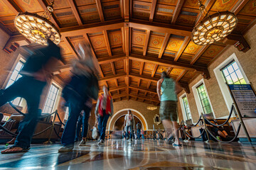 Waiting room of Union Station in Los Angeles, US