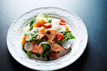 Salmon Salad with Vegetables and Sauce