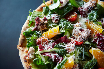 pizza with vegetables and cheese