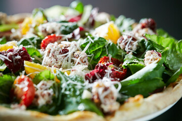 pizza with vegetables and cheese