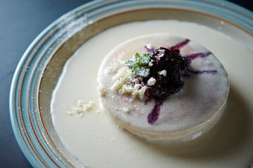 Berry Sauce and Cheese on Pancakes