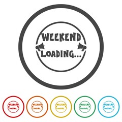 Weekend loading bar isolated on white background, color set