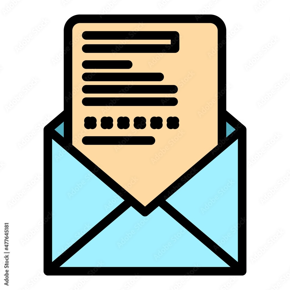 Poster open envelope password icon. outline open envelope password vector icon color flat isolated