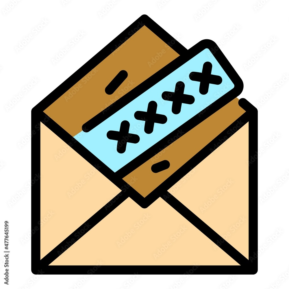 Poster open letter with password icon. outline open letter with password vector icon color flat isolated