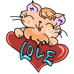 Kitten with heart. Cute cat