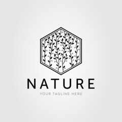 nature, leaf and plant with branch logo vector illustration design