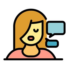 School discussion icon. Outline school discussion vector icon color flat isolated