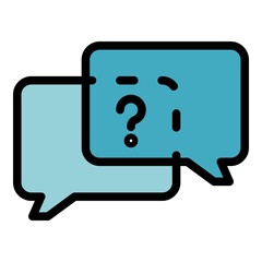Question discussion chat icon. Outline question discussion chat vector icon color flat isolated