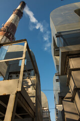 tall chimney and fragments of dust collectors