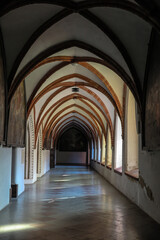 Fototapeta na wymiar Historic cloisters adjacent to the Cathedral in Pelplin