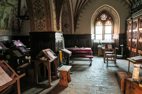 Pelplin, Poland, September 1, 2016: Historic interior of the Cathedral in Pelplin, a place of  rewriting of holy books
