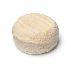 Single whole French goat cheese, Crottin de pays, isolated on white background