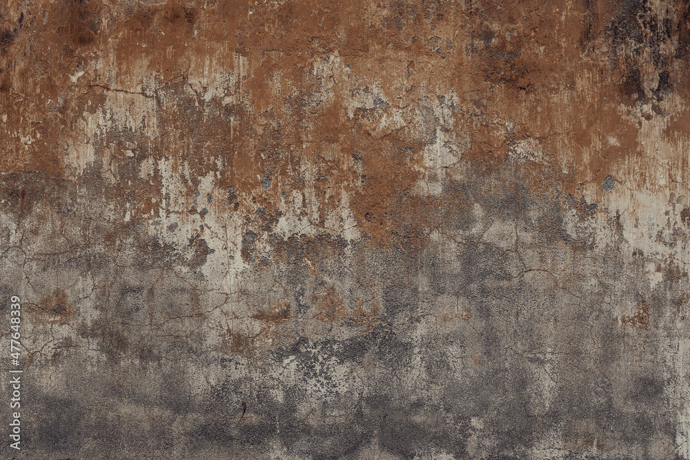 Wall mural background of old brown painted wall, close up texture