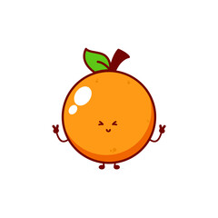 Cute funny orange character. Vector hand drawn cartoon mascot character illustration icon. Isolated on white background