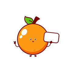 Cute funny orange character. Vector hand drawn cartoon mascot character illustration icon. Isolated on white background