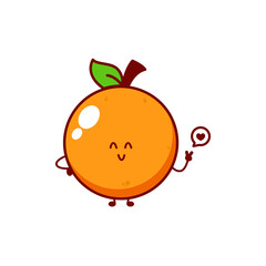 Cute funny orange character. Vector hand drawn cartoon mascot character illustration icon. Isolated on white background