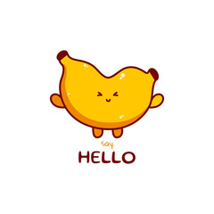 Cute funny banana character. Vector hand drawn cartoon mascot character illustration icon. Isolated on white background