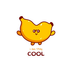 Cute funny banana character. Vector hand drawn cartoon mascot character illustration icon. Isolated on white background