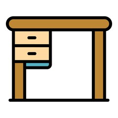 Interior table icon. Outline interior table vector icon color flat isolated