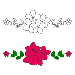 Flowers vector and Line Arts. Flower coloring page black and white.
Isolated on white background. Vector illustration.