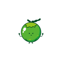 Cute funny coconut character. Vector hand drawn cartoon mascot character illustration icon. Isolated on white background