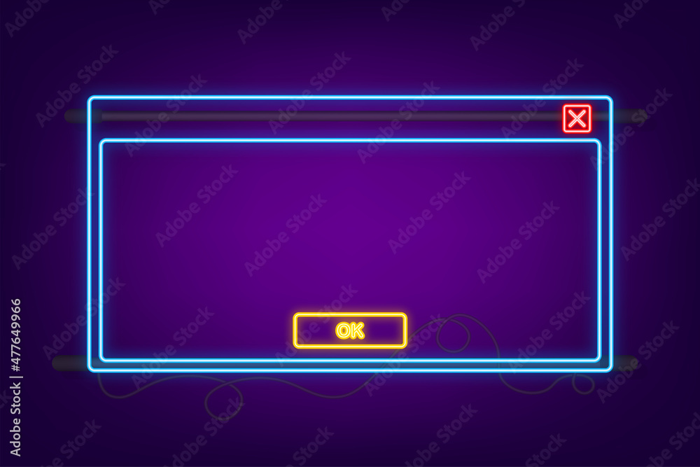 Canvas Prints Email template. Blank e-mail browser window. Neon icon. Mail message web page vector frame. Vector illustration.