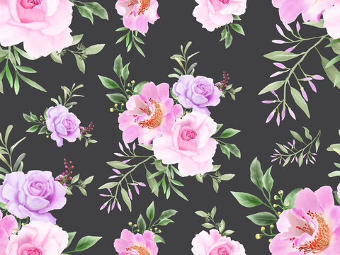 Beautiful Flowers and leaves seamless pattern
