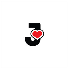 letter j logo vector heart template