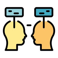 Human chat icon. Outline human chat vector icon color flat isolated