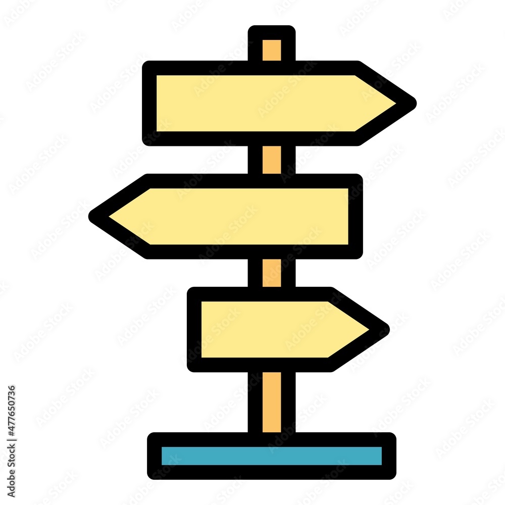 Poster direction navigate icon. outline direction navigate vector icon color flat isolated