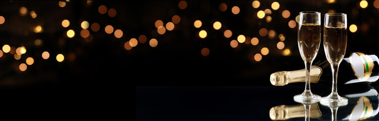 New years eve celebration background with champagne