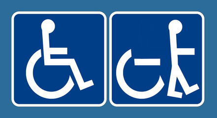 A wheelchair sign is seen next to a similar sign but with a person walking out of the chair in a illustration about benefits of physical therapy.