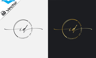 i d Initial handwriting signature logo, initial signature, elegant logo design
vector template.
