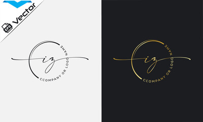 i z Initial handwriting signature logo, initial signature, elegant logo design
vector template.
