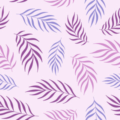 tropical palm trees leaves seamless pattern, delicate summer background