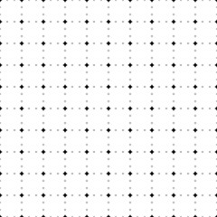 Square seamless background pattern from geometric shapes are different sizes and opacity. The pattern is evenly filled with small black star symbols. Vector illustration on white background