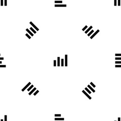 Seamless pattern of repeated black chart line symbols. Elements are evenly spaced and some are rotated. Vector illustration on white background