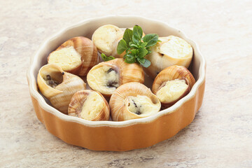 Delicous baked snail with butter - Escargot