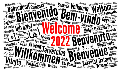 Welcome new year 2022 word cloud in different languages