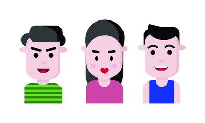 flat illustrations of male and female characters. the simple and minimalist concept of digitized human avatars. set of people profile collection.