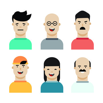 flat illustrations of male and female characters. the simple and minimalist concept of digitized human avatars. set of people profile collection.