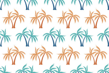 Coconut tropical palm tree summer seamless pattern