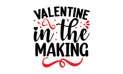 Valentines Day, typography poster with handwritten calligraphy text, isolated on white background, typography text happy valentine`s day and red heart and line, Vector illustration