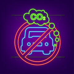 CO2 neon logo in flat style isolated on empty background. Flat icon on white backdrop. Vector logo illustration.